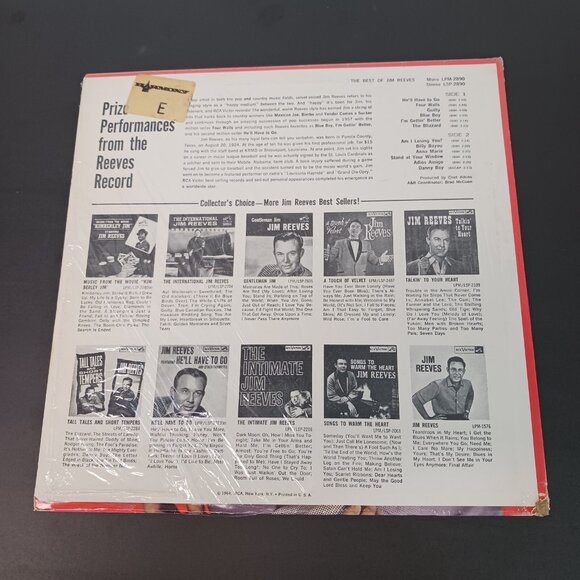 The Best of Jim Reeves Vinyl Record VTG 1964 MCM LSP 2890 RCA 12" Stereo VG+ - Picture 10 of 12